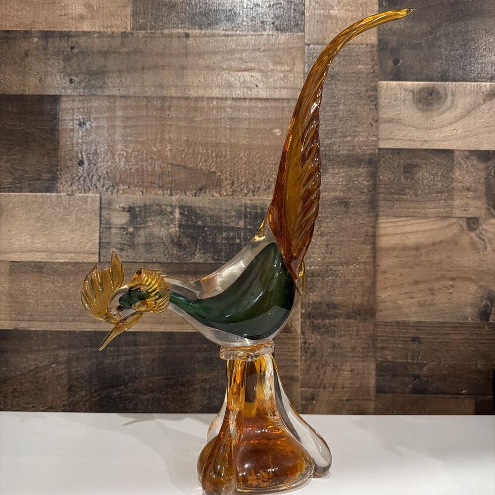 Vtg Murano Glass Art Pheasant Road Runner Italy MCM 14" DESCRIPTION